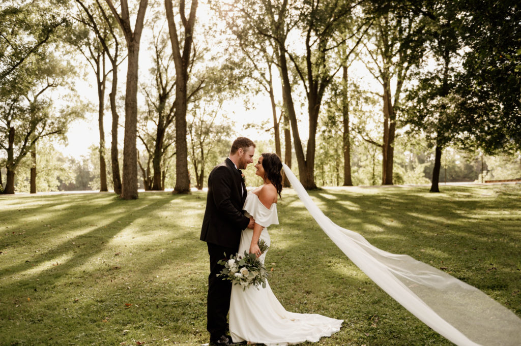 Bride and Groom at Riverside Park Grand Rapids