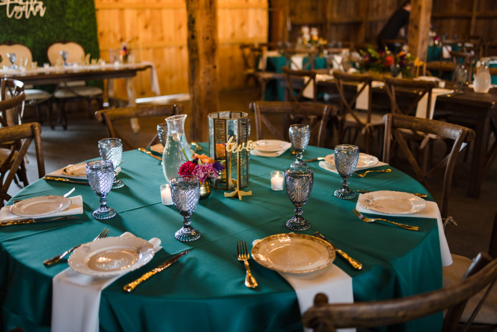 table settings at Inisfree Farm Wedding