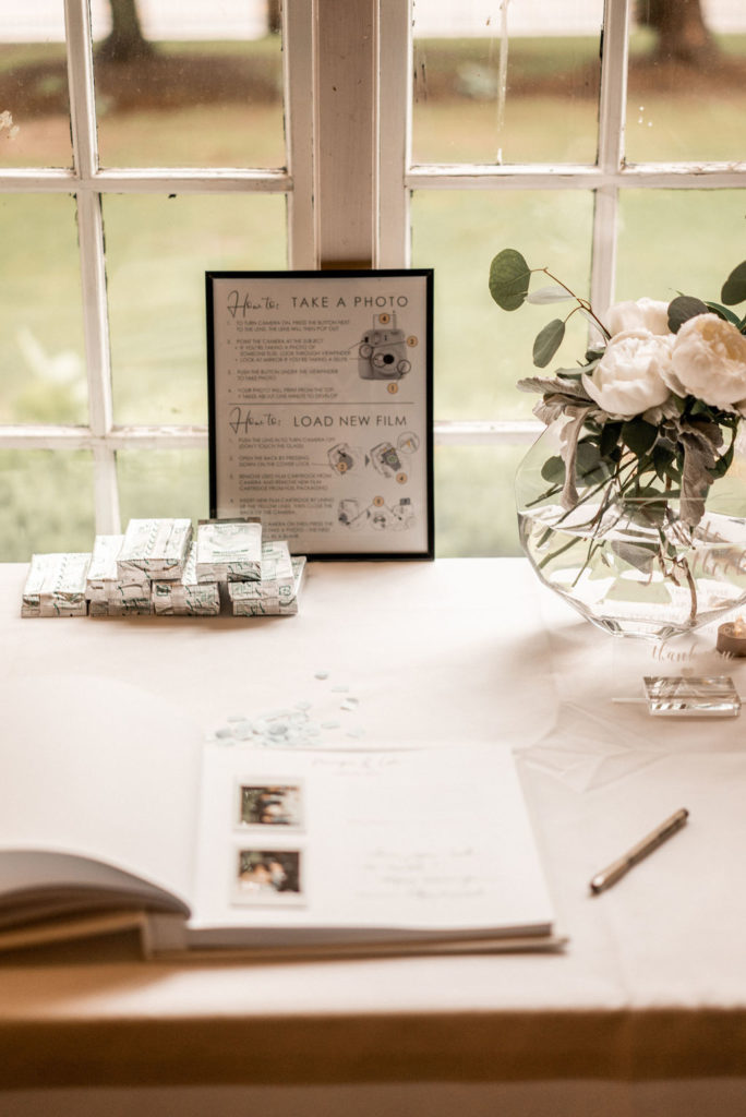 Guest book table at Paddock Place Wedding
