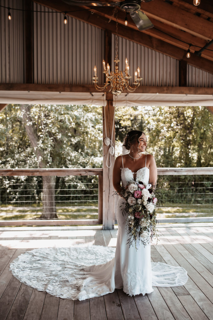 bride at Hidden Vineyard Wedding Barn