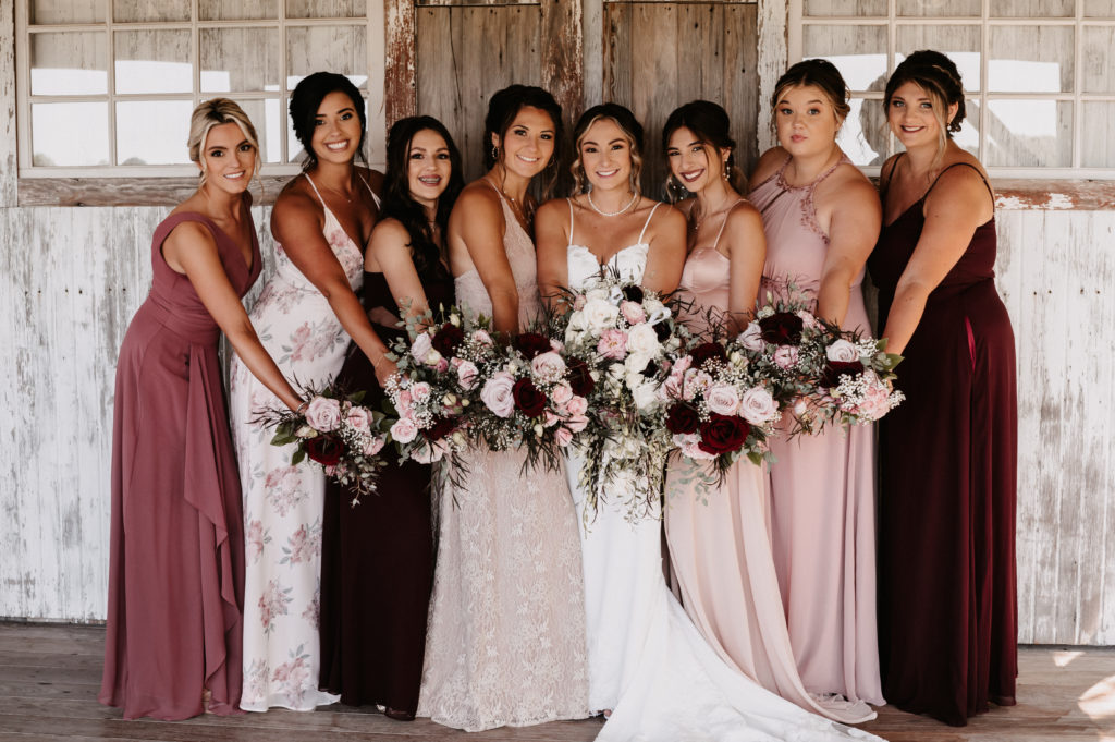 bridesmaids at Hidden Vineyard Wedding Barn