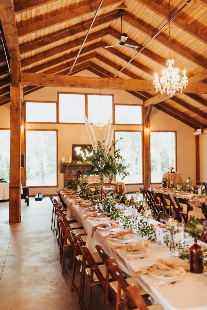 Guest tables at the Pine Tree Barn