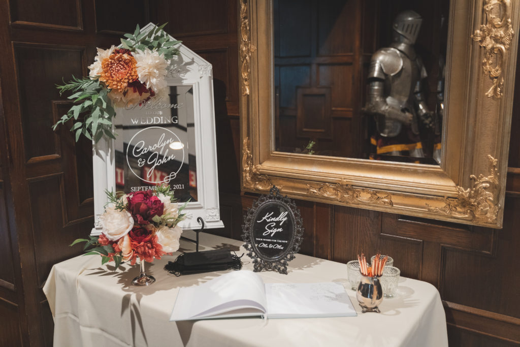 guest book table at Pine Knob Mansion