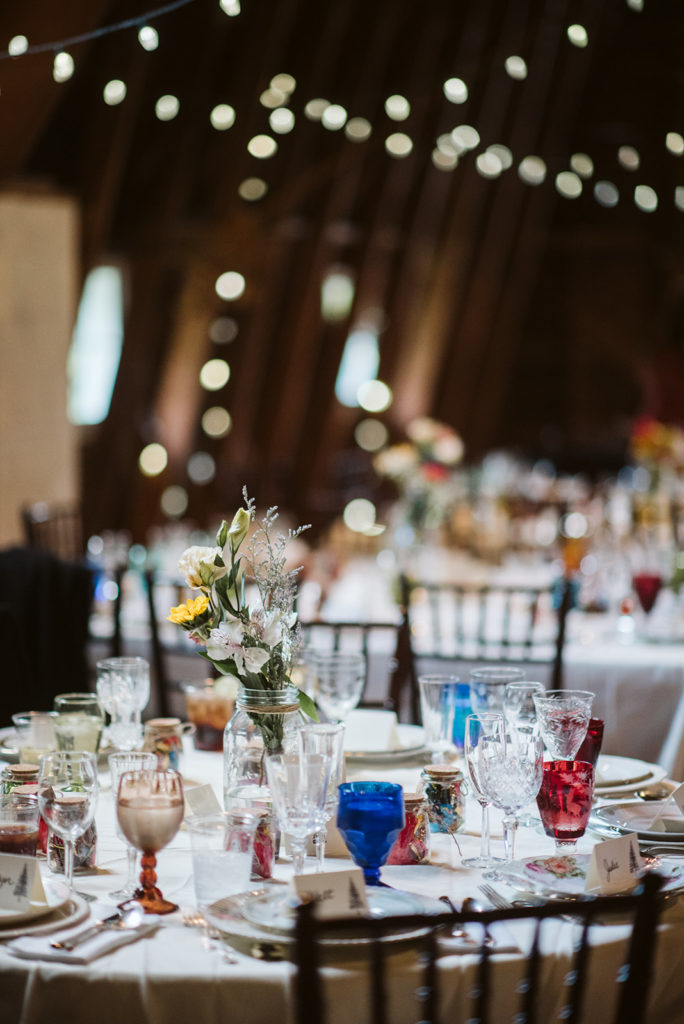 Blue Dress Barn wedding tables settings