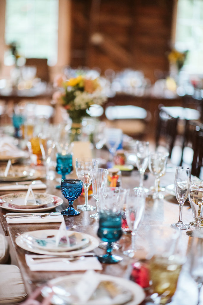Blue Dress Barn wedding guest tables