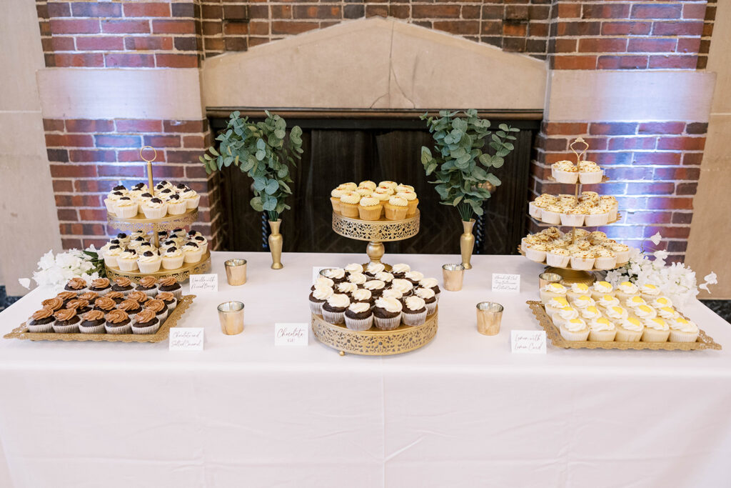 dessert table with cupcakes