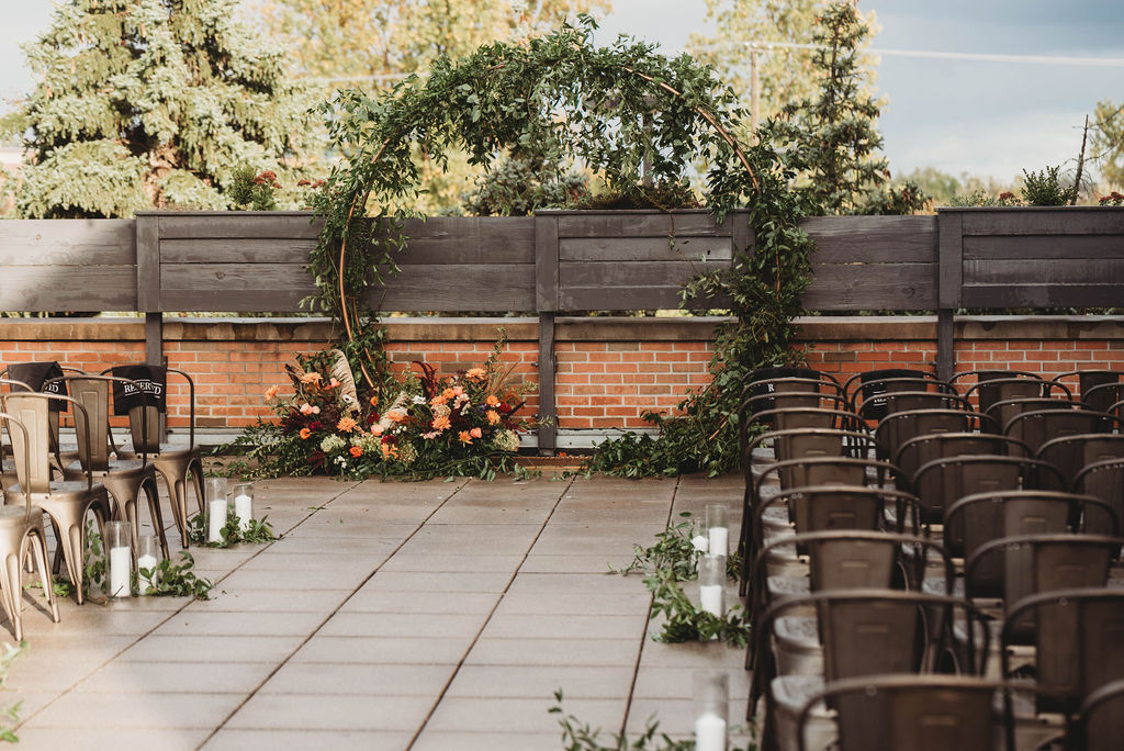 greenery floral arch ceremony