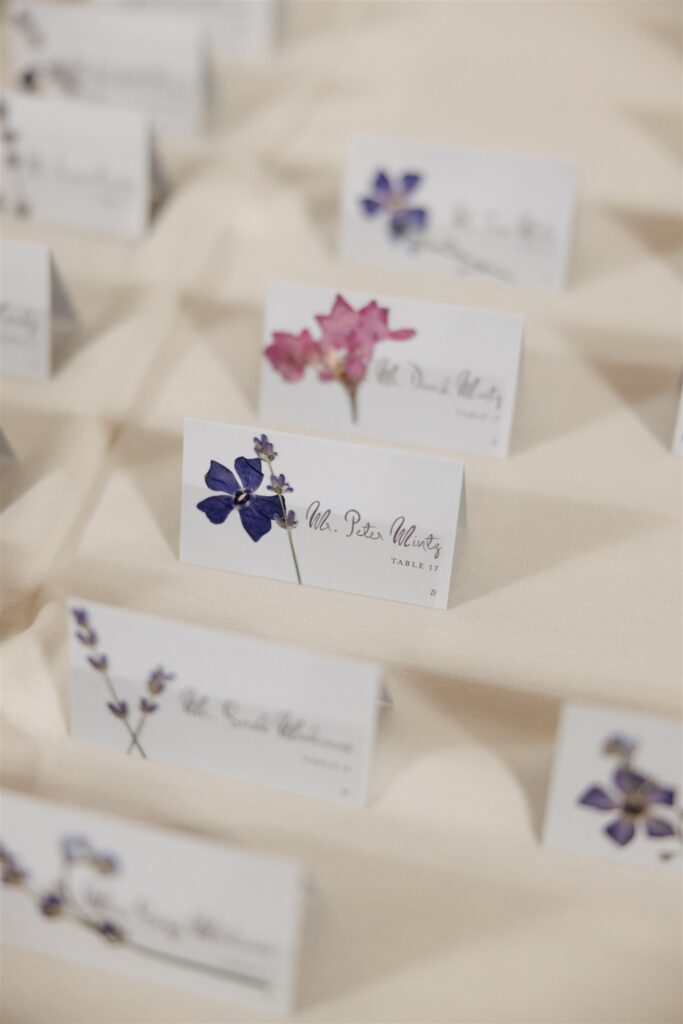 wedding guest seating chart name cards