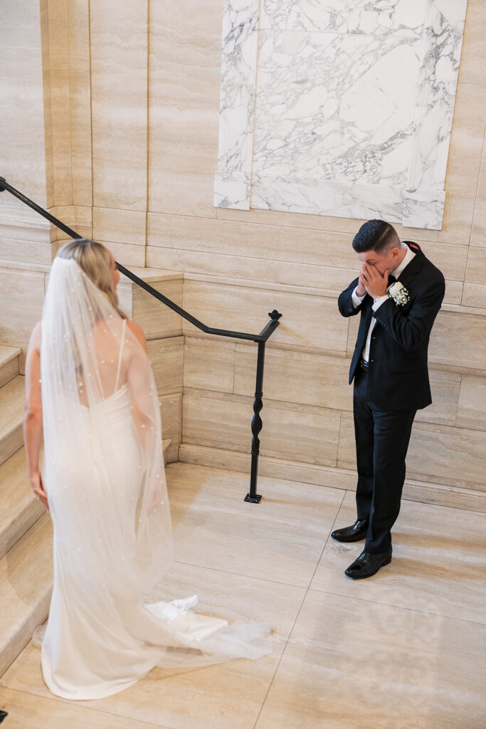 First look Detroit wedding