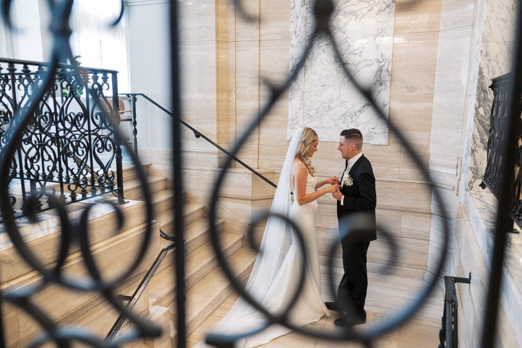 First look Detroit wedding