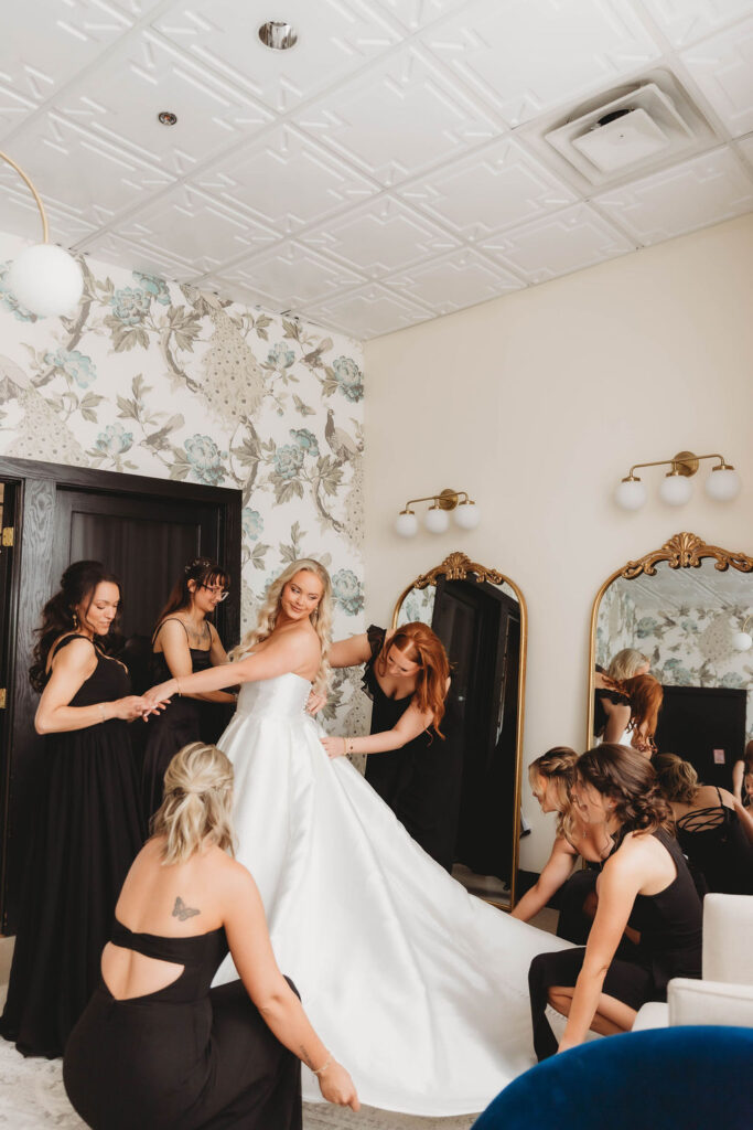 Bridesmaid getting ready