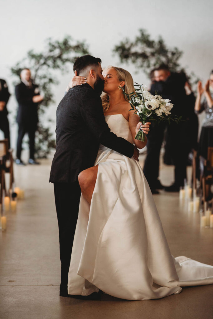 Recessional bride and groom