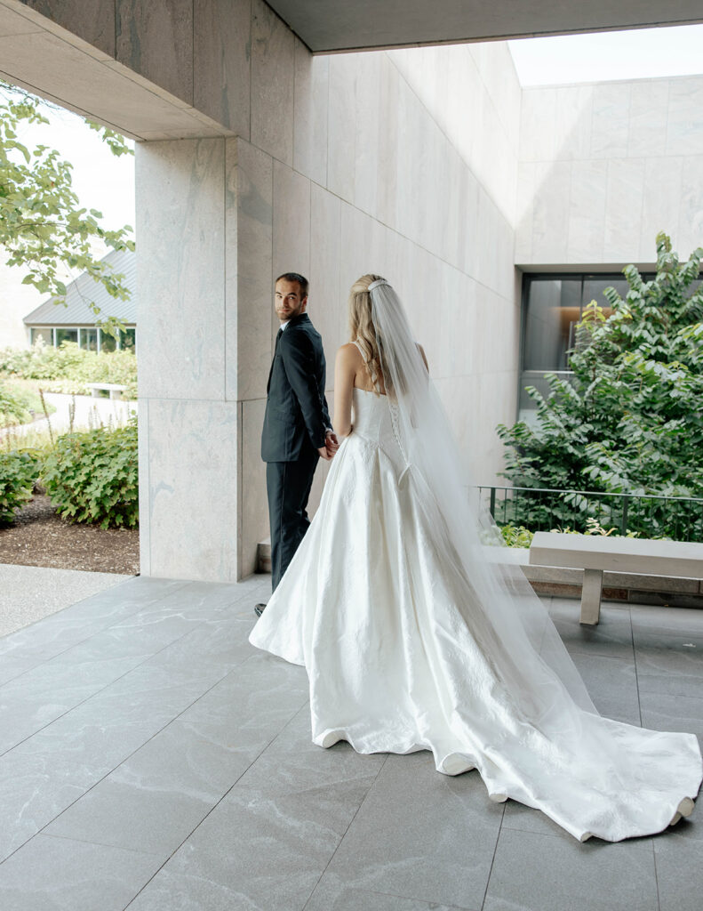Bride and groom first look